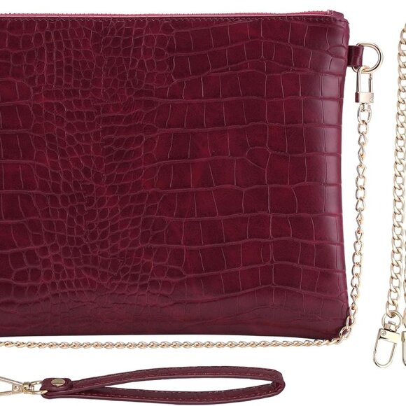 Vegan Clutch Bag Faux Leather Compact Multi-Use Evening Purse - Picture 1 of 6